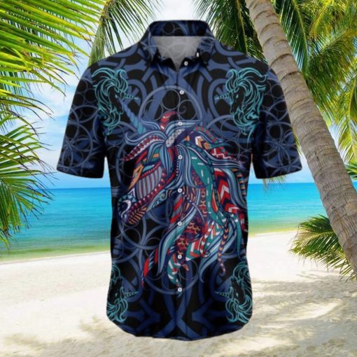 Unicorn Blue Mandala Tropical Hawaiian Shirt Gift For Men And Women