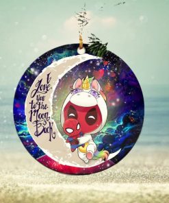 Unicorn Deadpool And Spiderman Avenger Love You To The Moon And Back Personalized 2023 Holiday Merry Christmas Decorations Ornament