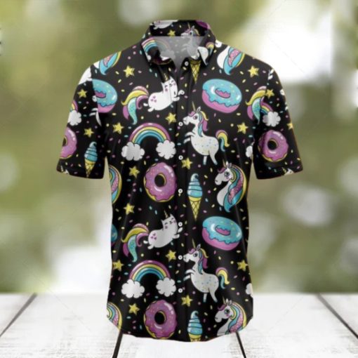 Unicorns Donuts Rainbow Tropical Hawaiian Shirt Gift For Men And Women