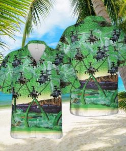 Us Army Boeing Ah 64 Apache Green Hawaiian Shirt