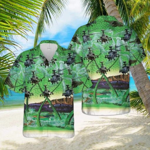 Us Army Boeing Ah 64 Apache Green Hawaiian Shirt