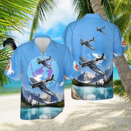 Us Marine Corps Vmf 211 Wake Island Avengers F4u Hawaiian Shirt