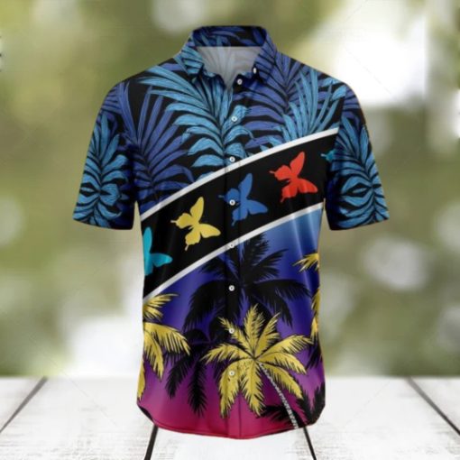 Vacation Tropical Coconut Palm Butterflies Tropical Hawaiian Shirt Gift For Men And Women