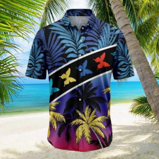 Vacation Tropical Coconut Palm Butterflies Tropical Hawaiian Shirt Gift For Men And Women