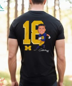Valiant University of Michigan Football Colston Loveland Navy Caricature Shirt