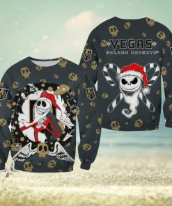 Vegas Golden Knights Christmas Jack Skellington Presents Christmas Ugly Sweater Halloween For Men And Women