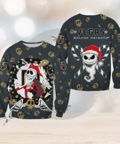 Vegas Golden Knights Christmas Jack Skellington Presents Christmas Ugly Sweater Halloween For Men And Women