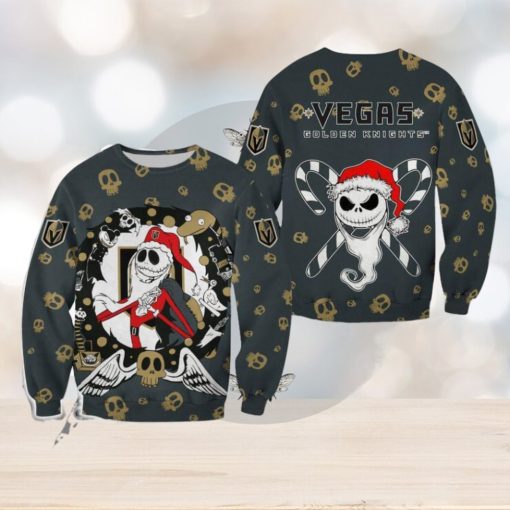 Vegas Golden Knights Christmas Jack Skellington Presents Christmas Ugly Sweater Halloween For Men And Women