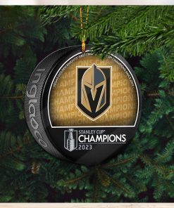 Vegas Golden Knights Unsigned Inglasco 2023 Stanley Cup Champions Logo Hockey Puck Ceramic Christmas Tree Decorations Ornament