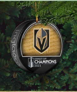 Vegas Golden Knights Unsigned Inglasco 2023 Stanley Cup Champions Logo Hockey Puck Ceramic Christmas Tree Decorations Ornament