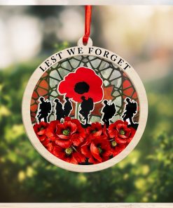 Veteran Poppy Lest We Forget Suncatcher Ornament Honor The Fallen Soldiers Memorial Ornaments