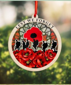 Veteran Poppy Lest We Forget Suncatcher Ornament Honor The Fallen Soldiers Memorial Ornaments