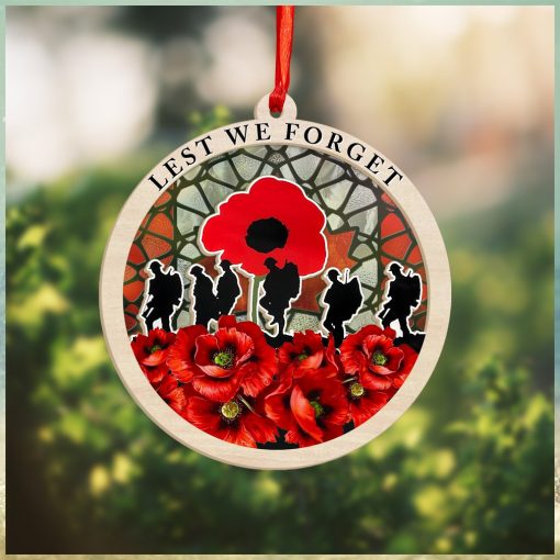 Veteran Poppy Lest We Forget Suncatcher Ornament Honor The Fallen Soldiers Memorial Ornaments