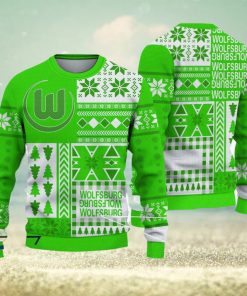 VfL Wolfsburg Print Bundesliga Logo Team Design Ugly Christmas Sweater For Fans Gift