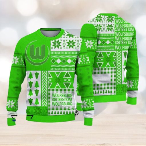 VfL Wolfsburg Print Bundesliga Logo Team Design Ugly Christmas Sweater For Fans Gift