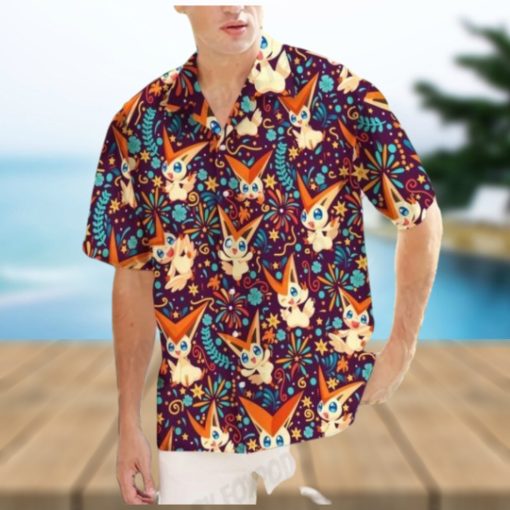 Victini Pokemon Hawaiian Shirts Pokemon Button Up Shirt Mens Pokemon Shirts