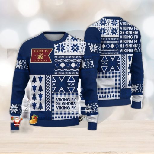 Viking Fotballklubb Gift Eliteserien Ugly 3D Christmas Sweater Unisex For Fans Gift Snow Flower