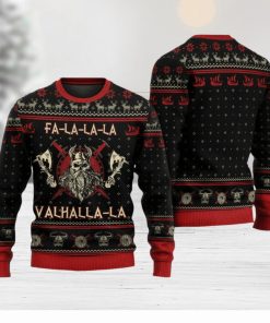 Viking Valhalla Black And Red Ugly Christmas 3D Sweaters Gift For Men And Women