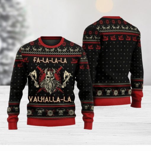 Viking Valhalla Black And Red Ugly Christmas 3D Sweaters Gift For Men And Women