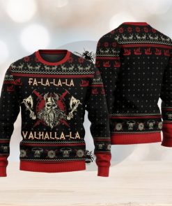 Viking Valhalla Black And Red Ugly Christmas 3D Sweaters Gift For Men And Women