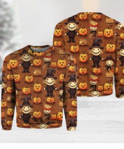 Vintage Fall Pumpkin Halloween Christmas Ugly Sweater 3D Gift Halloween