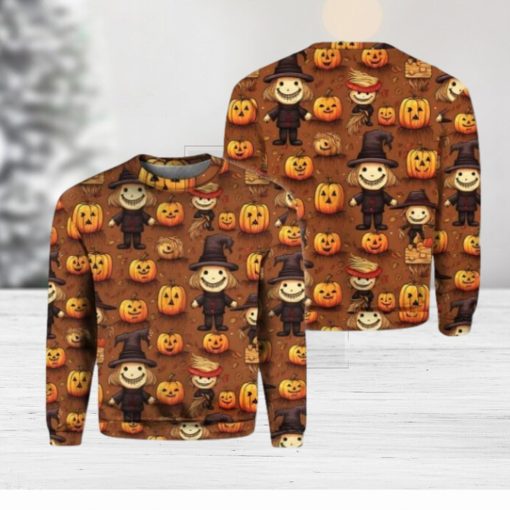 Vintage Fall Pumpkin Halloween Christmas Ugly Sweater 3D Gift Halloween