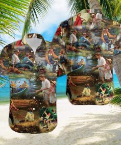 Vintage Fishing Art Unisex Hawaiian Aloha Shirts