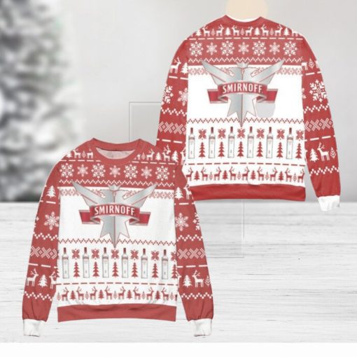 Vodka Smirnoff Red Label Logo Reindeer Christmas Ugly Sweater