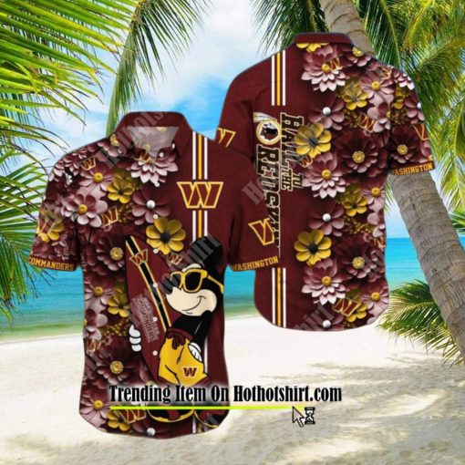 WASHINGTON COMMANDERS ALOHA MICK PATTERN HAWAIIAN SHIRT