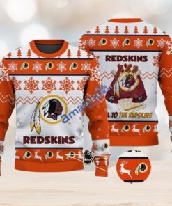 Washington Redskins Fans Logo Snowflake Pattern Ugly Christmas Sweater Orange