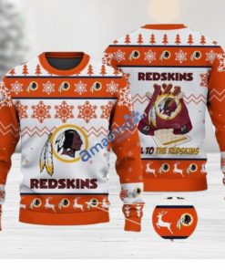 Washington Redskins Fans Logo Snowflake Pattern Ugly Christmas Sweater Orange