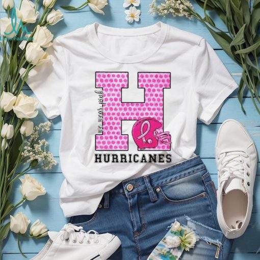 We wear pink Miami Hurricanes shirt