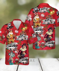 White Fire Truck Christmas Hawaiian Shirt