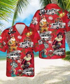 White Fire Truck Christmas Hawaiian Shirt