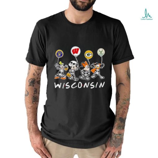 Wisconsin all sports team Mickey and friends Halloween shirt