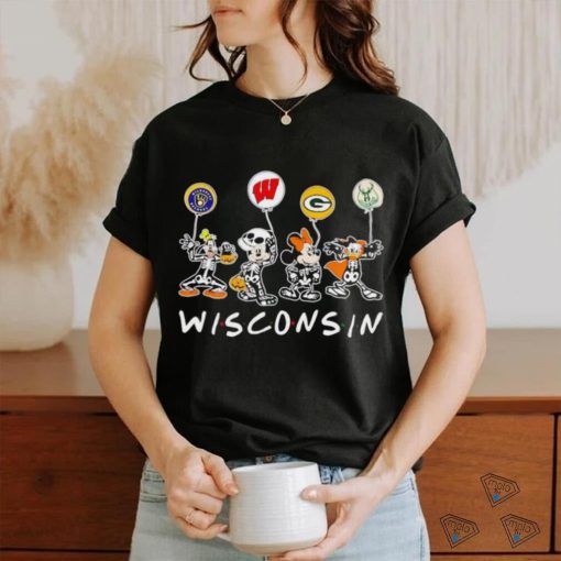 Wisconsin all sports team Mickey and friends Halloween shirt