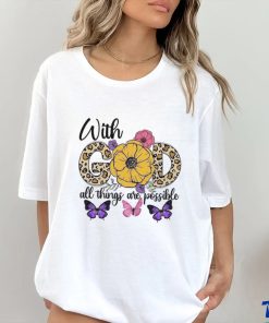 With God All Things Are Possible Leopard Butterflies Shirt