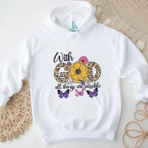 With God All Things Are Possible Leopard Butterflies Shirt