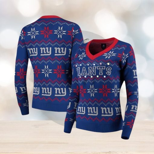 Women’s Royal New York Giants Light Up Ugly Christmas Sweater