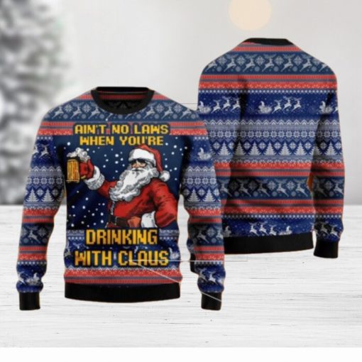 Xmas Aint No Laws When Drinking Witt Claus Ugly Christmas Sweater