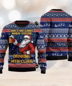 Xmas Aint No Laws When Drinking Witt Claus Ugly Christmas Sweater