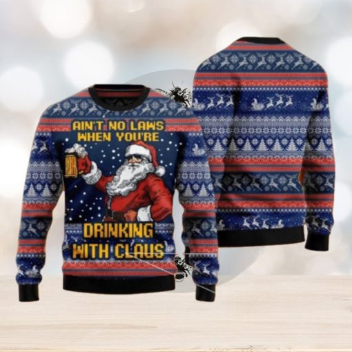 Xmas Aint No Laws When Drinking Witt Claus Ugly Christmas Sweater