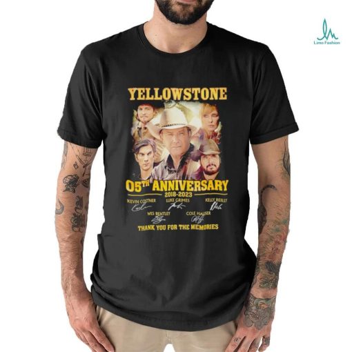 Yellowstone 05th Anniversary 2018 2023 thank you for the memories signatures t shirt