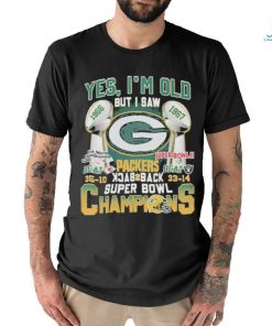 Yes ‘I’m old but I saw Green Bay Packers Beat 35 10 Neat 33 14 back 2 back Super Bowl Champions Shirt, hoodie, sweater, long sleeve and tank top Yes ‘I’m old but I saw Green Bay Packers Beat 35 10 Neat 33 14 back 2 back Super Bowl Champions Shirt