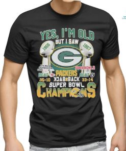Yes ‘I’m old but I saw Green Bay Packers Beat 35 10 Neat 33 14 back 2 back Super Bowl Champions Shirt, hoodie, sweater, long sleeve and tank top Yes ‘I’m old but I saw Green Bay Packers Beat 35 10 Neat 33 14 back 2 back Super Bowl Champions Shirt