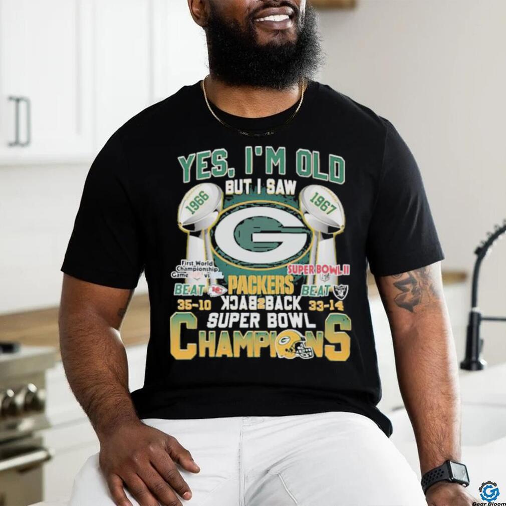 Yes ‘I’m old but I saw Green Bay Packers Beat 35 10 Neat 33 14 back 2 back Super Bowl Champions Shirt Yes ‘I’m old but I saw Green Bay Packers Beat 35 10 Neat 33 14 back 2 back Super Bowl Champions Shirt