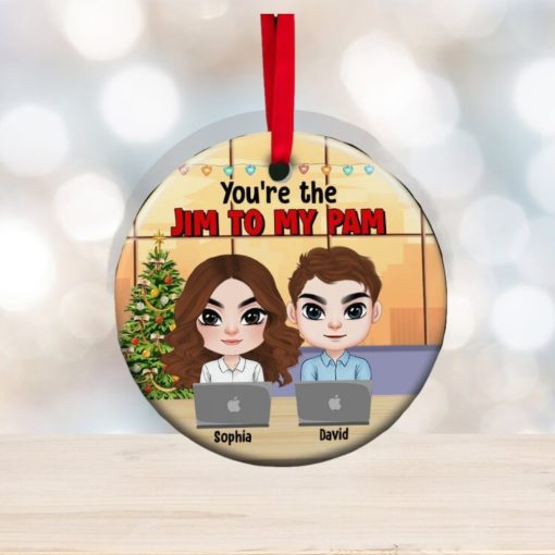 You’re The Jim To My Pam, Personalized Office Couple Ornament