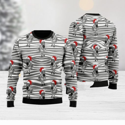 Zebra Wearing Santa Hats Ugly Christmas 3D Sweater Gift For Men And Women