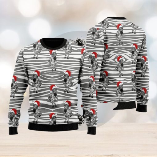 Zebra Wearing Santa Hats Ugly Christmas 3D Sweater Gift For Men And Women