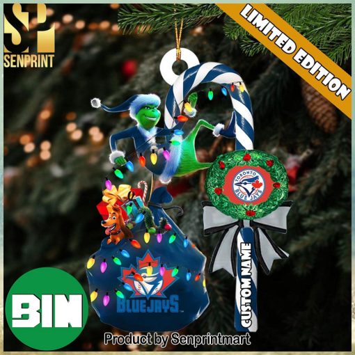 christmas gifts toronto blue jays mlb custom name grinch candy cane ornament 1 rS30v